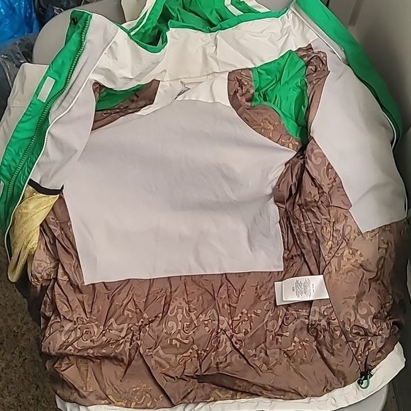 Columbia Omni-Tech Winter Coat Green & White Med - Picture 5 of 8